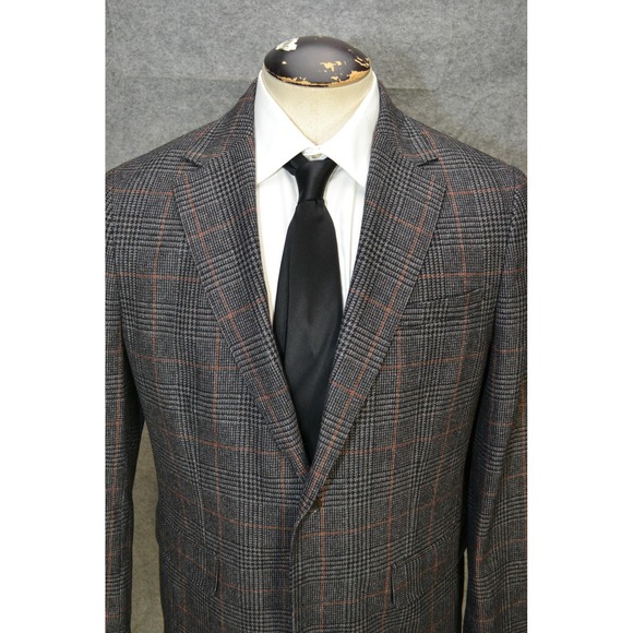 Bonobos Sport Coat Mens 42R Gray Plaid Cashmere Wool Blend Tweed Blazer Jacket